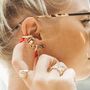 Huggie Hoop Earrings With Rainbow Stones, thumbnail 4 of 8