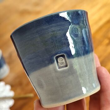 Espresso Tumbler 9th Traditional Wedding Anniversary Gift Blue Mug, 3 of 8