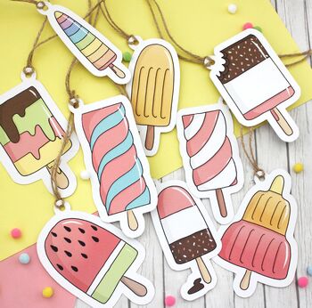 Illustrated Ice Lollies Gift Tags, Large, 2 of 10