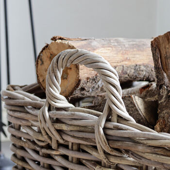 Square Natural Rattan Log Basket With Handles, 2 of 3