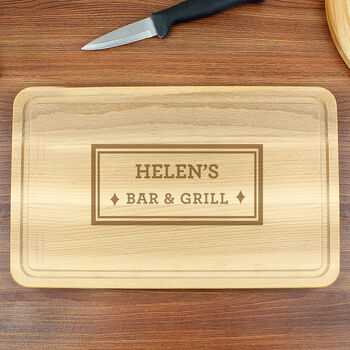 Personalised Bar And Grill Wooden Chopping Board, 2 of 4