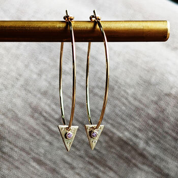 Eco Gold And Pink Tourmaline Hoops, 3 of 6