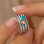 Personalised Sterling Silver Blue Opal Heart Spinner Ring, thumbnail 2 of 9