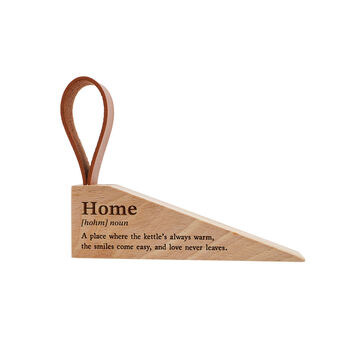 Home Definition Wooden Door Stop | Home Decor With Loop | Cosy Entryway Accent | Housewarming Gift | Home Décor, 2 of 2
