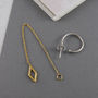 Long Chain Triangle Stud Hoop Silver Earrings, thumbnail 3 of 4