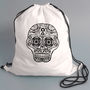 Drawstring Bag To Colour In With Skull, thumbnail 1 of 6