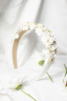 White Flower Embellished Headband With Gems, 5 of 8