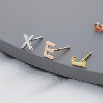 One Small Initial Letter Stud Earring In Sterling Silver, 3 of 9