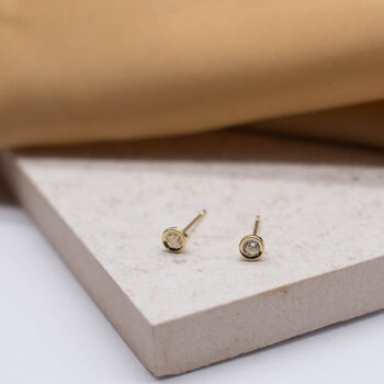9ct Solid Gold Channel Circle Dainty Stud Earrings, 2 of 6