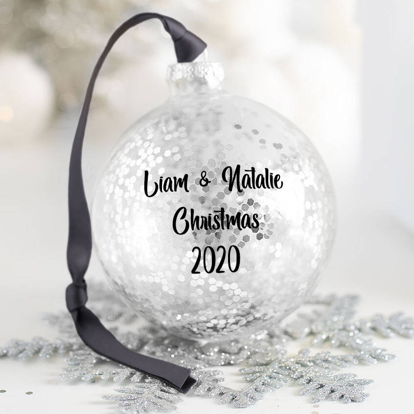 Personalised Couples Christmas Bauble By Bubblegum Balloons ...