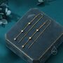 Sterling Silver Cz Bezel Cascade Drop U Threader Earrings, thumbnail 5 of 11