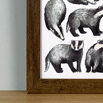 Badgers Watercolour Art Print, 6 of 8