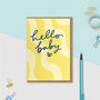 Hello Baby Wavy Pastel Yellow Card, thumbnail 1 of 2