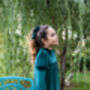 Emma Girls Velvet Dress With Matching Hair Clip, thumbnail 1 of 5