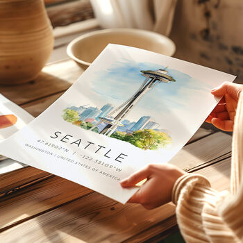 Travel City Landmark Poster For Seattle USA, 6 of 7