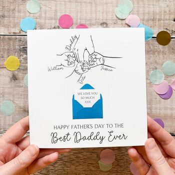 Personalised Best Daddy Father's Day Card, Children's Hands Line Art Design, 4 of 8