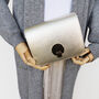 Gold Metallic Small Crossbody Leather Handbag, Shoulder Bag Satchel Style, thumbnail 2 of 11