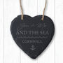 You Me And The Sea Cornwall Novelty Slate Hanging Heart Decoration, thumbnail 1 of 4