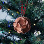 Amber Leather Hydrangea Christmas Ball Ornament, thumbnail 1 of 4