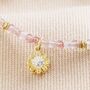 Strawberry Quartz Beaded Charm Bracelet In Gold Plating, thumbnail 5 of 6
