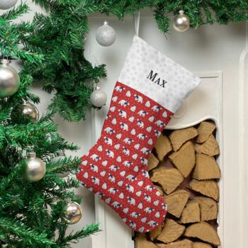 Personalised Christmas Stocking Red Polar Bears Design, 2 of 4