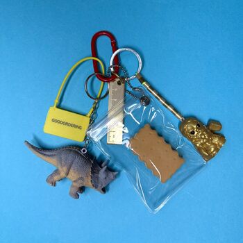 Brass Ruler Keyring Bag Charm Bunch With Dinosaur Goodordering, 5 of 7