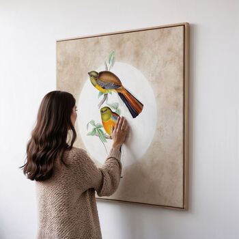 Black Tailed Trogon Moon Art Print – Vintage Japandi Style – Range Of Colours, 6 of 6