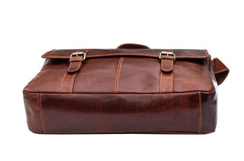 Men's Leather Rugged Satchel Bag Briefcase Gift, 9 of 10