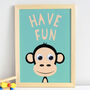 Childrens 'Have Fun' Monkey Print, thumbnail 2 of 3