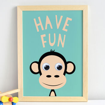 Childrens 'Have Fun' Monkey Print, 2 of 3