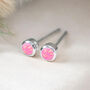 Mini Sterling Silver Light Pink Opal Stud Earrings, thumbnail 1 of 11