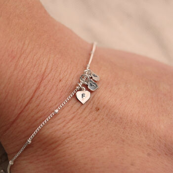 Heart Personalised Family Initials Charm Bracelet In Silver Or Gold, 2 of 7