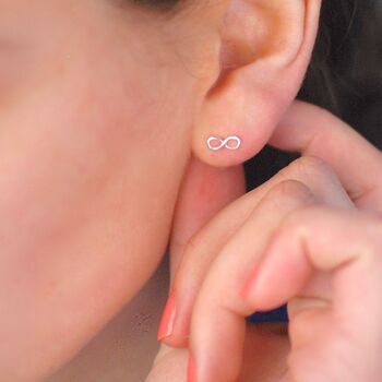 Sterling Silver Mini Infinity Studs, 2 of 5