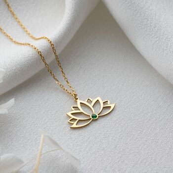 Lotus Flower Birthstone Necklace, 8 of 11