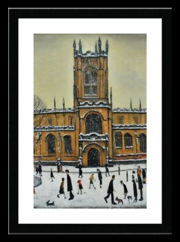 Snowy Manchester Cathedral Lowry Style Framed Art, 2 of 2
