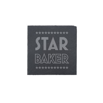 Set Of Four 'Star Baker' Square Slate Coaster, 2 of 2
