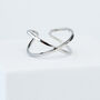 Sterling Silver Double Band Crossover Adjustable Ring, thumbnail 1 of 5