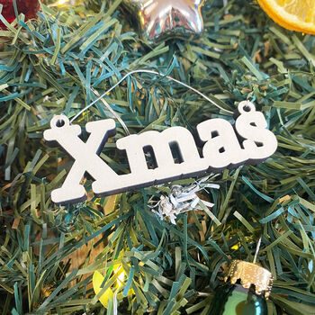 Ivory Hanging Xmas Tree Small Sign Christmas Decoration, 4 of 4