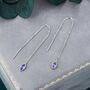 Tiny Purple Marquise Cz Threader Earrings, thumbnail 1 of 7