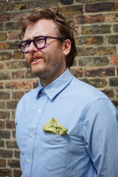 Mens Lime Yellow Floral Pocket Square, 6 of 7