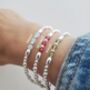 Sterling Silver Birthstone Bracelet: Elastic Beaded Birth Month Gemstone Jewellery, thumbnail 3 of 9