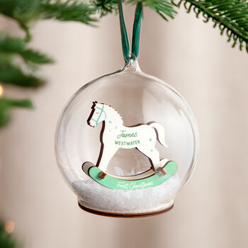 3D Rocking Horse First Christmas Bauble, 3 of 3