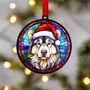 Alaskan Malamute In Santa Hat Suncatcher Decoration, thumbnail 6 of 6