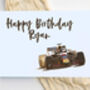 Personalised Adult Birthday Card Racing Car, thumbnail 2 of 4