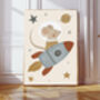 Rocket Space Mouse Nursery Art Print, thumbnail 2 of 3