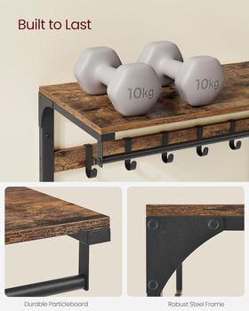 Wall Mounted Coat Rack With Removable Hooks, 7 of 12