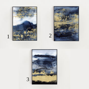 Watercolour Blue And Gold No.One, 2 of 7