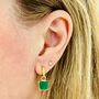 The Square Green Onyx Gold Plated Gemstone Earrings, thumbnail 2 of 6