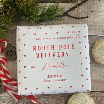 North Pole Special Delivery Personalised Wrapping Paper, 2 of 9