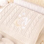 Personalised Blue Baby Blanket – Moon And Stars Initial Embroidery, thumbnail 3 of 12